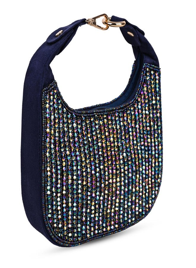 MARKQUES Blue Crystal Handheld Embellished Handbag - Image 4
